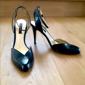 Nine West Ankle wrap almond toe pumps